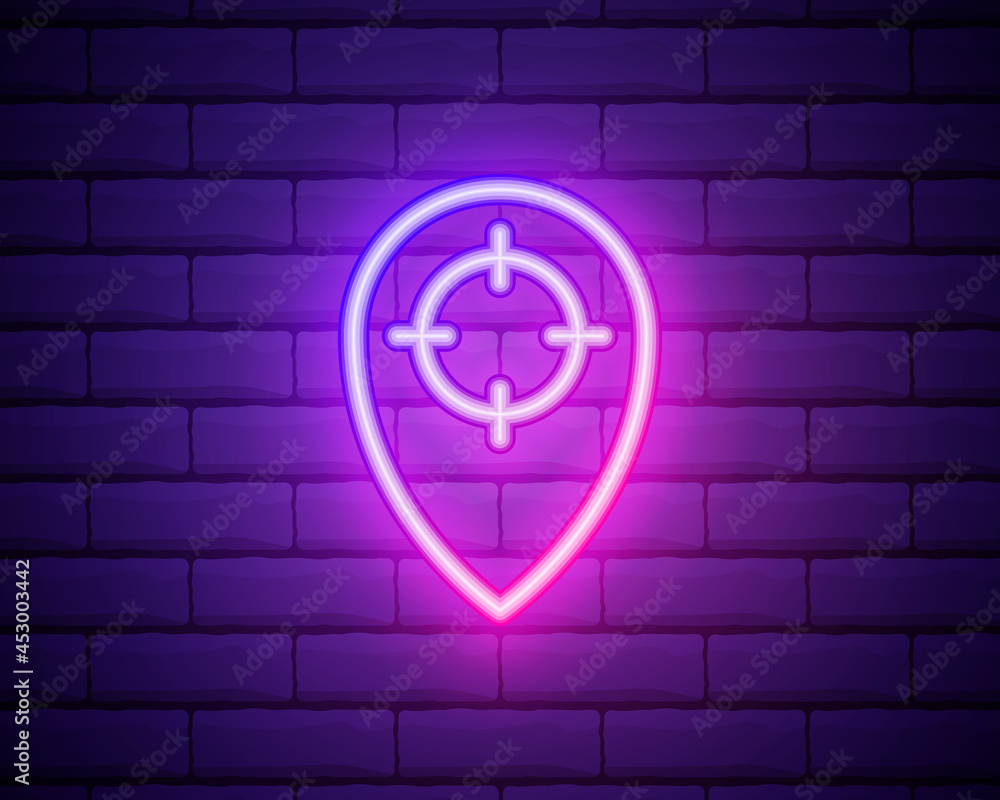 Poster pin neon style icon. simple thin line, outline vector of web icons for ui and ux, website or mobile 