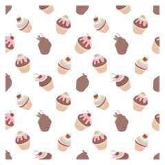 colorful seamless pattern with cupcakes