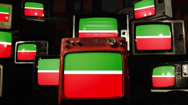 Flag of Tatarstan and Vintage Televisions.