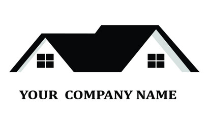 Vector. House roof logo for real estate, construction company, builder. Shows gable roof.