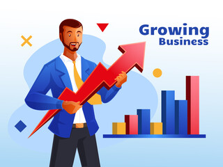 business growth consultant business concept with arrow symbol