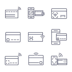 Fototapeta na wymiar Contactless payment icons set. Contactless payment pack symbol vector elements for infographic web