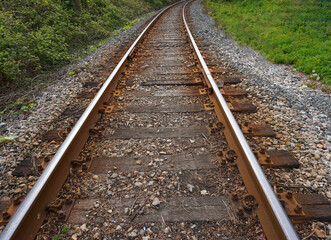 View of railway close up. Transportation concept.