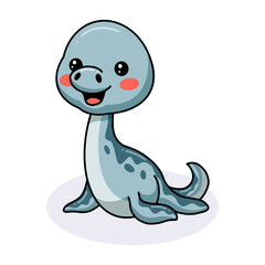 Cute little elasmosaurus dinosaur cartoon