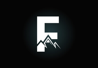 Initial F monogram alphabet with the mountain peak. Mountain Logo sign symbol. Font emblem. Modern vector logo for the business, and company identity