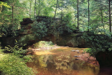 Rock Bridge over stream.  Kentucky