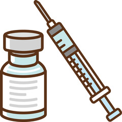 Illustration of a vaccine and a slanted syringe