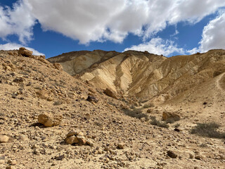 Wadi Hawarim - a dry bed among the mountains in the Negev desert