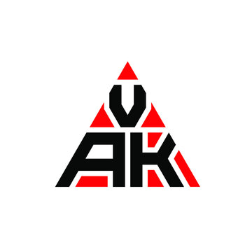 VAK triangle letter logo design with triangle shape. VAK triangle logo design monogram. VAK triangle vector logo template with red color. VAK triangular logo Simple, Elegant, and Luxurious Logo. VAK 