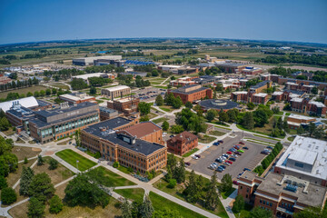 Fototapeta na wymiar Aerial View of a large University in Brookings, South Dakota