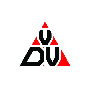 VDV triangle letter logo design with triangle shape. VDV triangle logo design monogram. VDV triangle vector logo template with red color. VDV triangular logo Simple, Elegant, and Luxurious Logo. VDV 