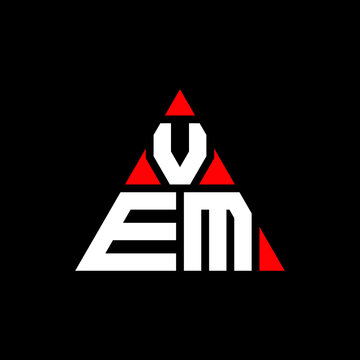 VEM triangle letter logo design with triangle shape. VEM triangle logo design monogram. VEM triangle vector logo template with red color. VEM triangular logo Simple, Elegant, and Luxurious Logo. VEM 
