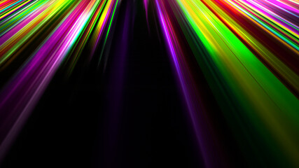 Hi tech polygon texture . Neon Speed Lines. Glowing blurred led light stripes in motion over on abstract background rainbow rays. Future tech. Magic moving fast lines wallpaper. Stock illustration.