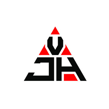 VJH triangle letter logo design with triangle shape. VJH triangle logo design monogram. VJH triangle vector logo template with red color. VJH triangular logo Simple, Elegant, and Luxurious Logo. VJH 