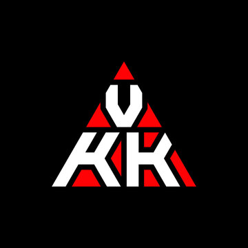 VKK triangle letter logo design with triangle shape. VKK triangle logo design monogram. VKK triangle vector logo template with red color. VKK triangular logo Simple, Elegant, and Luxurious Logo. VKK 