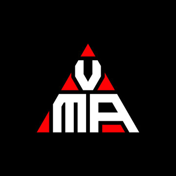 VMA triangle letter logo design with triangle shape. VMA triangle logo design monogram. VMA triangle vector logo template with red color. VMA triangular logo Simple, Elegant, and Luxurious Logo. VMA 