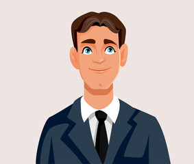 Young Handsome Man Wearing Business Suit Vector Character