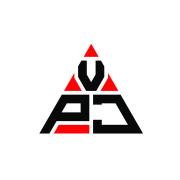 VPJ triangle letter logo design with triangle shape. VPJ triangle logo design monogram. VPJ triangle vector logo template with red color. VPJ triangular logo Simple, Elegant, and Luxurious Logo. VPJ 