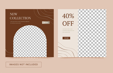 Social media template for fashion women collection. Modern simple. Flyer, Square, post, banner promotion.

