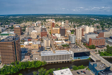 Aerial View of Downtown Lansing, Michigan during Summer