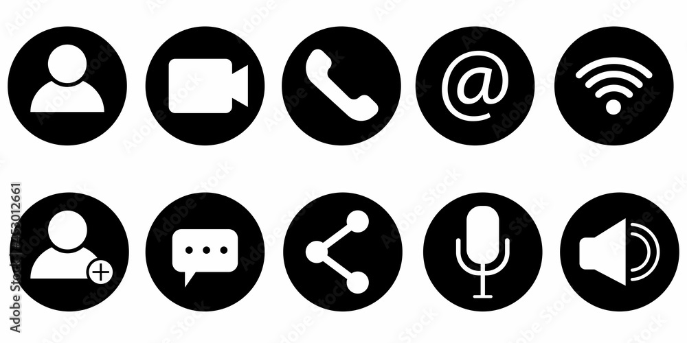 Poster message icon. social conversation set. telephone symbol. speaker icon set. information icon. vector 