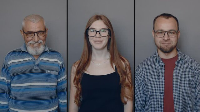 collage, Smiling portrait of beautiful people looking at the camera. Happy, confident beautiful smart people posing