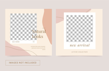 Social media template for fashion women collection. Modern simple. Flyer, Square, post, banner promotion.
