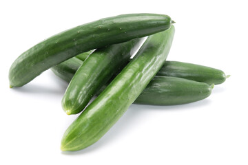 Pile of japanese cucumbers isolated on white background