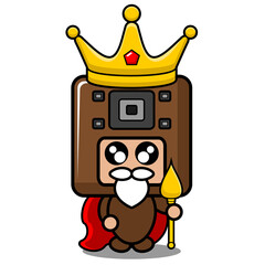 vector cartoon character voice speaker doodle cute mascot costume wearing a crown and holding a scepter