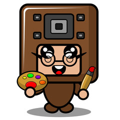 vector cartoon character voice speaker doodle cute mascot costume painting