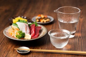 刺身　日本酒　家飲み　宅飲み