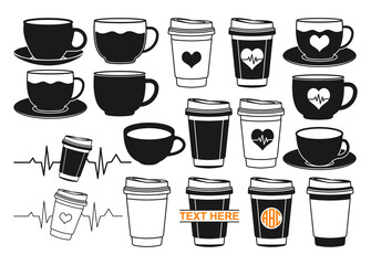 Coffee Cup, Coffee Heart, Coffee Cup Silhouette, Coffee, Coffee Silhouette, Coffee silhouette