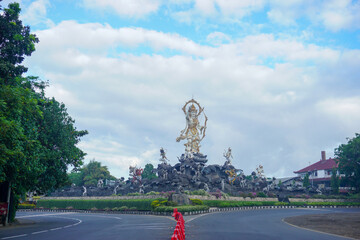 Denpasar, Bali, Indonesia (1 August 2021) : Landmark on the Ida Bagus Mantra Bypass Denpasara -...