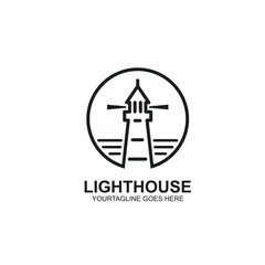 lighthouse line circle  icon vector illustration design concept