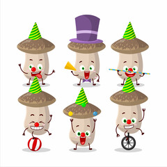Cartoon character of shiitake with various circus shows