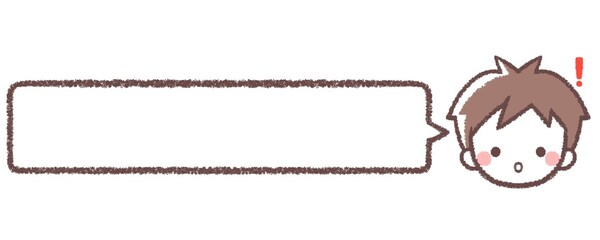 驚く男の子とフキダシフレーム