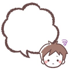 悩む男の子とフキダシ