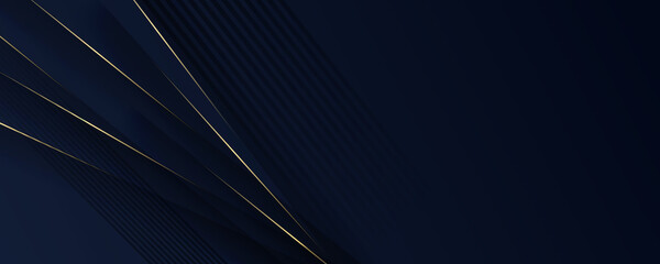 Abstract polygonal pattern luxury dark blue with gold for banner background