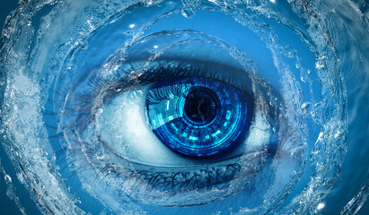 Macro image of human eye . Mixed media . Mixed media