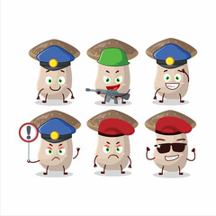 A dedicated Police officer of shiitake mascot design style