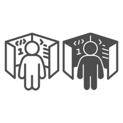 Ui ux designer, cube with code references, board line and solid icon, it concept, web developer vector sign on white background, outline style icon for mobile concept and web design. Vector graphics.