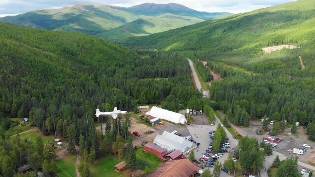 4K Drone Video of Aurora Ice Museum and Lodge at Chena Hot Springs Resort near Fairbanks, Alaska