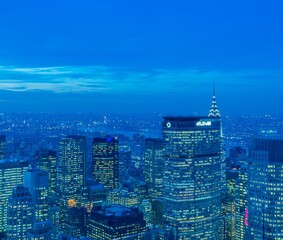 Obraz premium View of New York Manhattan during sunset hours