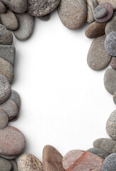 riverstone and rock page frame border isolated – zen arrangement