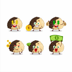 Truffle cartoon character with cute emoticon bring money