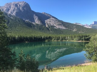 Wedge Pond in Kananaskis Country, Alberta, Canada. Popular alpine hiking, camping, and fishing...
