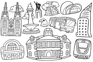 jakarta city doodle for coloring activity
