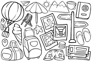 Obraz premium travel doodle for coloring activity