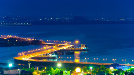 Seaview on chonburi town, Thailand, with cloud and twilight.New viewpoint of the Chonburi province.