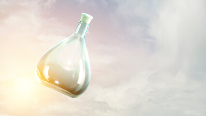 Water splash out of glass bottle